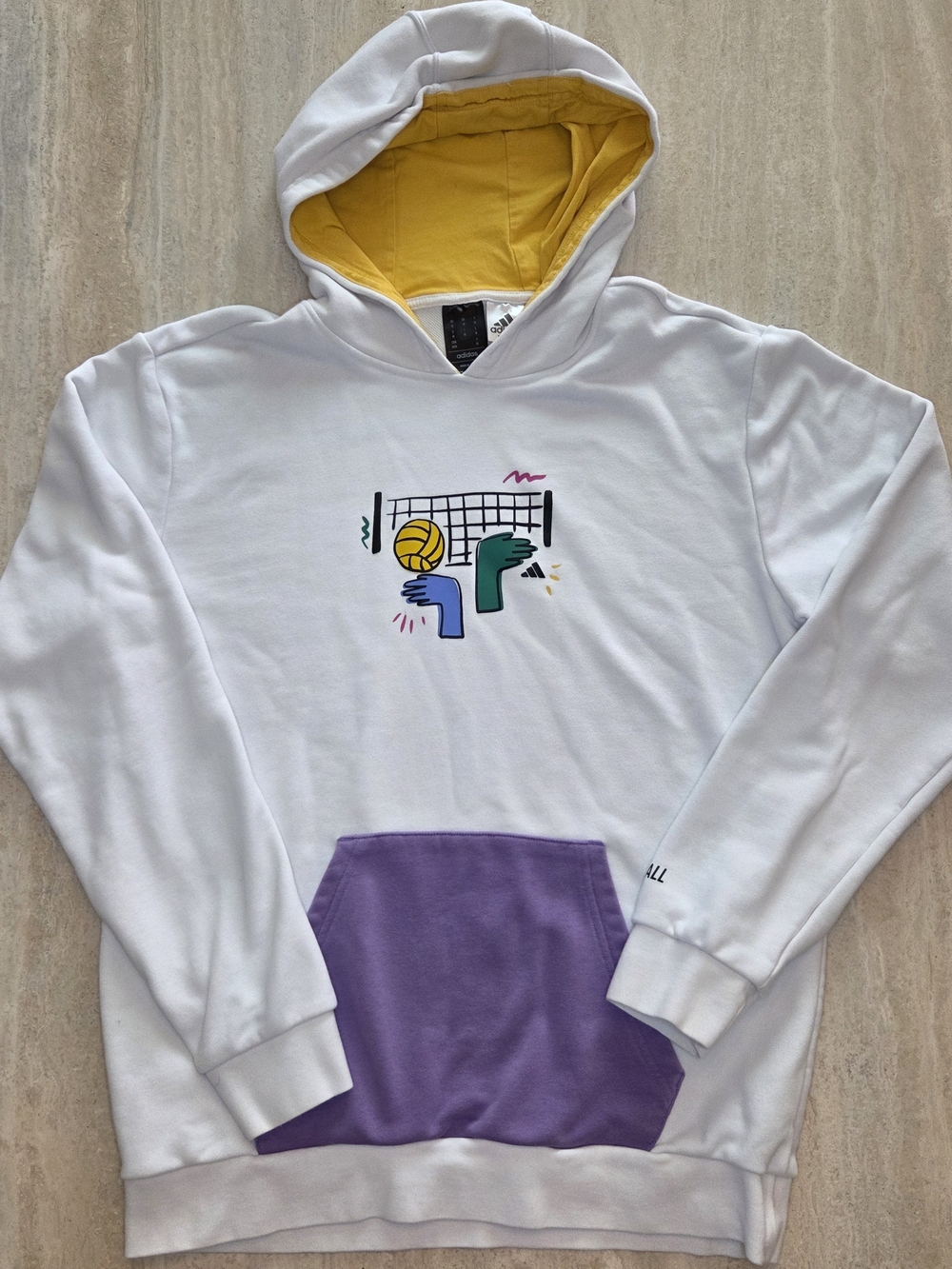 Adidas Volleyball Graphic Hoodie White & Purple Medium Like New